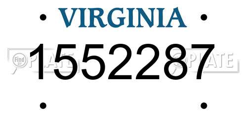 1552287 Virginia License Plate
