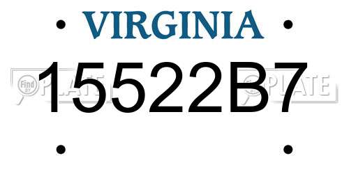 15522B7 Virginia License Plate