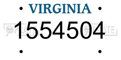 1554504 Virginia License Plate