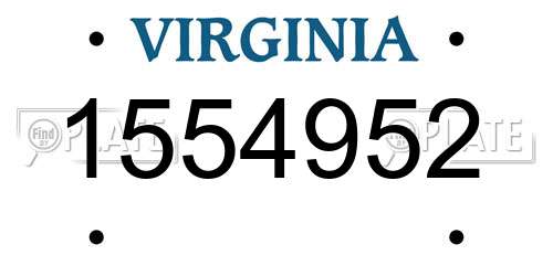 1554952 Virginia License Plate