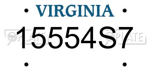 15554S7 Virginia License Plate
