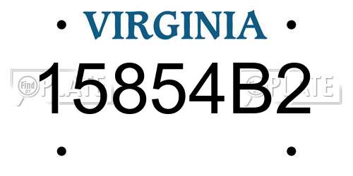 15854B2 Virginia License Plate