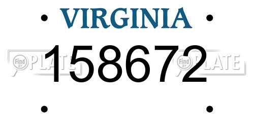 158672 Virginia License Plate