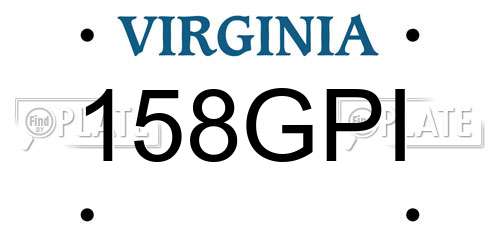 158GPI Virginia License Plate