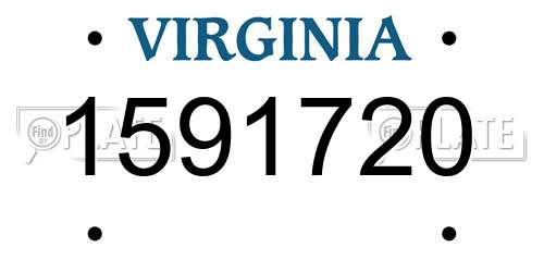 1591720 Virginia License Plate