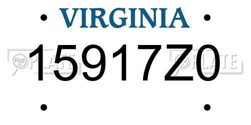 15917Z0 Virginia License Plate