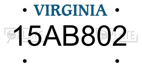 15AB802 Virginia License Plate
