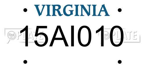 15AI010 Virginia License Plate