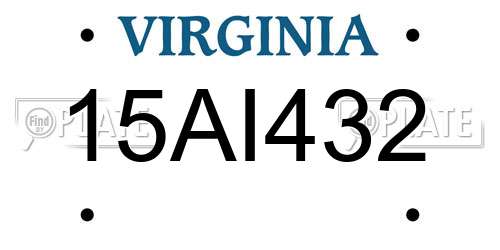 15AI432 Virginia License Plate