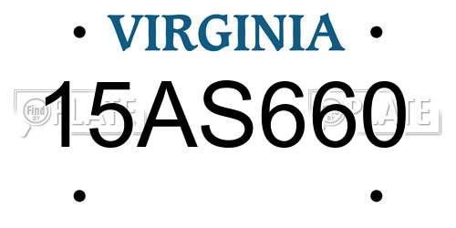 15AS660 Virginia License Plate