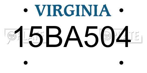 15BA504 Virginia License Plate