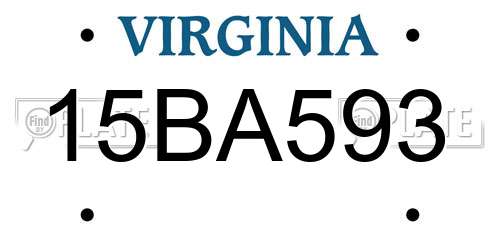 15BA593 Virginia License Plate