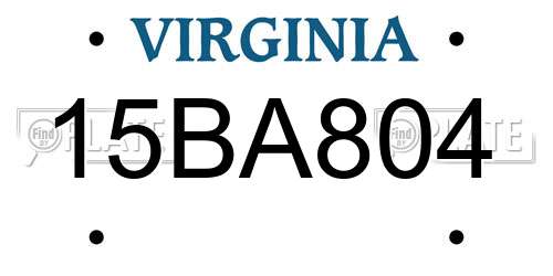 15BA804 Virginia License Plate