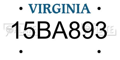 15BA893 Virginia License Plate