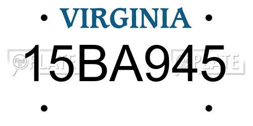 15BA945 Virginia License Plate