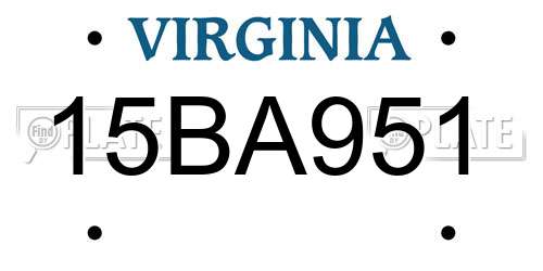 15BA951 Virginia License Plate