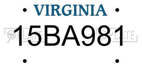 15BA981 Virginia License Plate