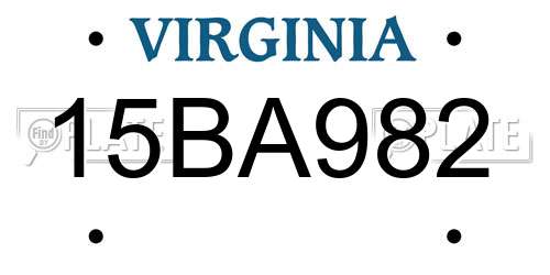 15BA982 Virginia License Plate