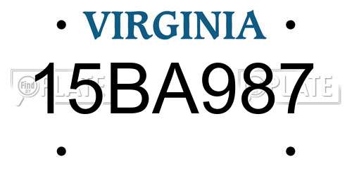 15BA987 Virginia License Plate
