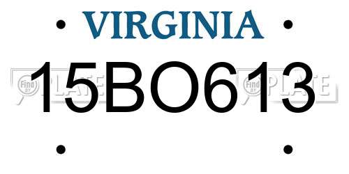 15BO613 Virginia License Plate
