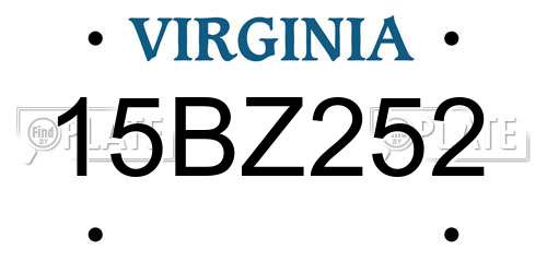 15BZ252 Virginia License Plate