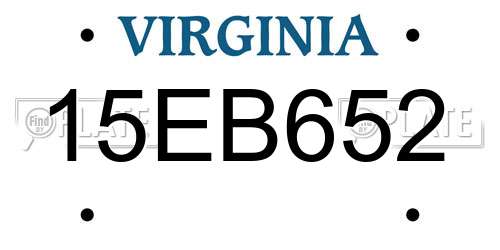 15EB652 Virginia License Plate