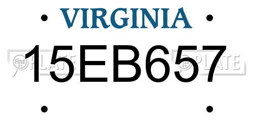 15EB657 Virginia License Plate