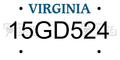 15GD524 Virginia License Plate
