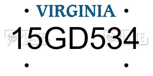 15GD534 Virginia License Plate