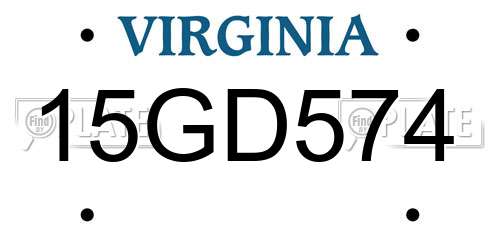 15GD574 Virginia License Plate