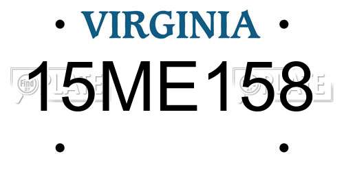 15ME158 Virginia License Plate