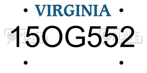 15OG552 Virginia License Plate
