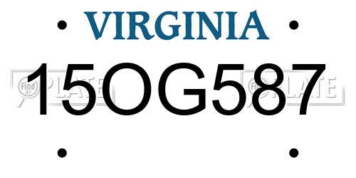 15OG587 Virginia License Plate