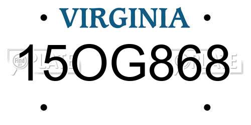 15OG868 Virginia License Plate