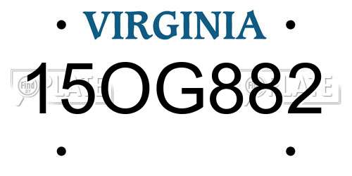15OG882 Virginia License Plate