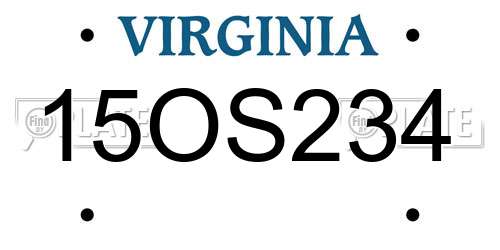 15OS234 Virginia License Plate