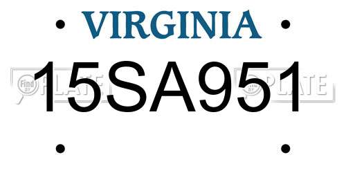 15SA951 Virginia License Plate