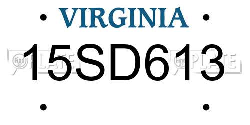 15SD613 Virginia License Plate