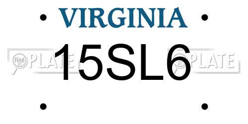 15SL6 Virginia License Plate