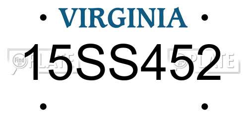 15SS452 Virginia License Plate