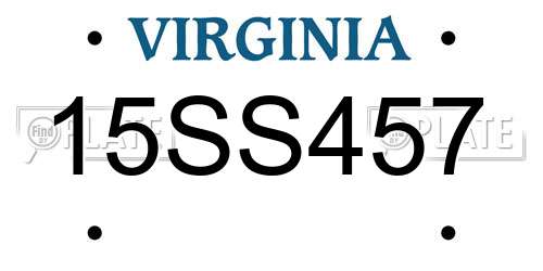 15SS457 Virginia License Plate