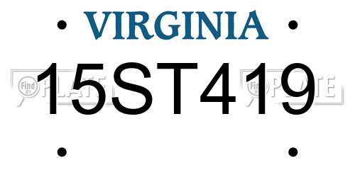 15ST419 Virginia License Plate