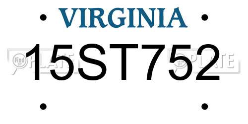 15ST752 Virginia License Plate