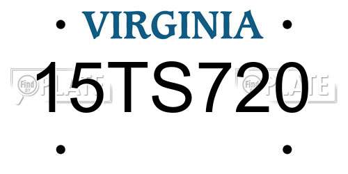 15TS720 Virginia License Plate