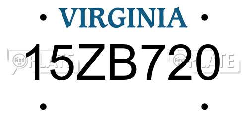 15ZB720 Virginia License Plate