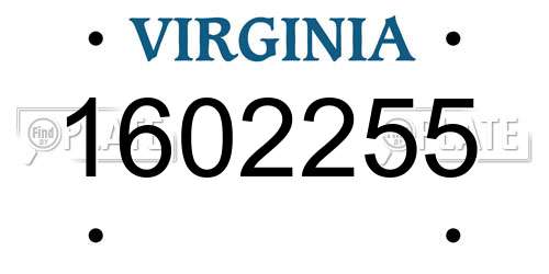 1602255 Virginia License Plate