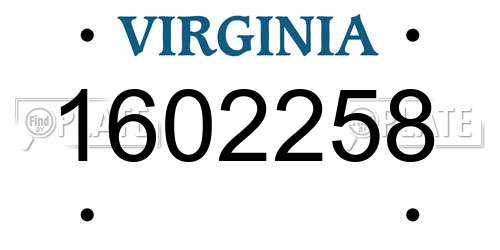 1602258 Virginia License Plate