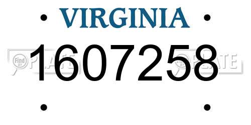 1607258 Virginia License Plate