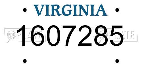 1607285 Virginia License Plate