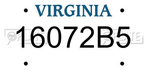 16072B5 Virginia License Plate